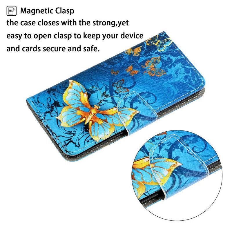 Nahkakotelo Huawei P Smart 2021 Suojaketju Kuori Butterfly Strap Muunnelmia