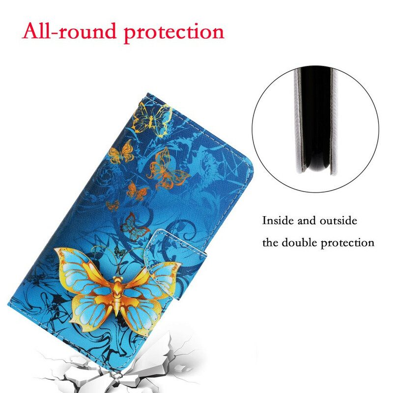 Nahkakotelo Huawei P Smart 2021 Suojaketju Kuori Butterfly Strap Muunnelmia