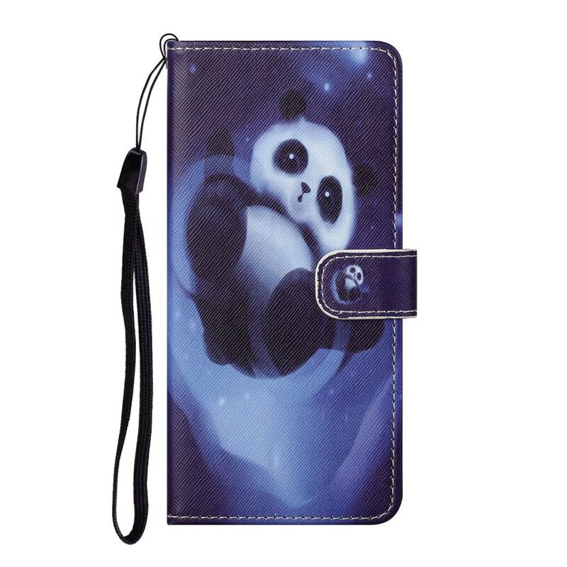 Nahkakotelo Huawei P Smart 2021 Suojaketju Kuori Panda Space Lanyard