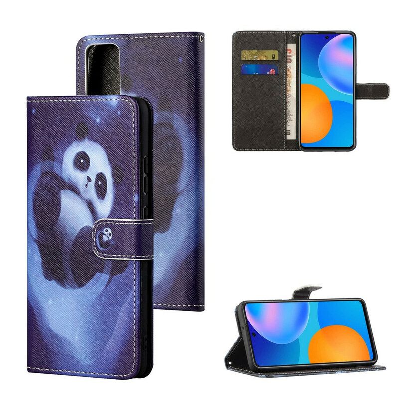 Nahkakotelo Huawei P Smart 2021 Suojaketju Kuori Panda Space Lanyard