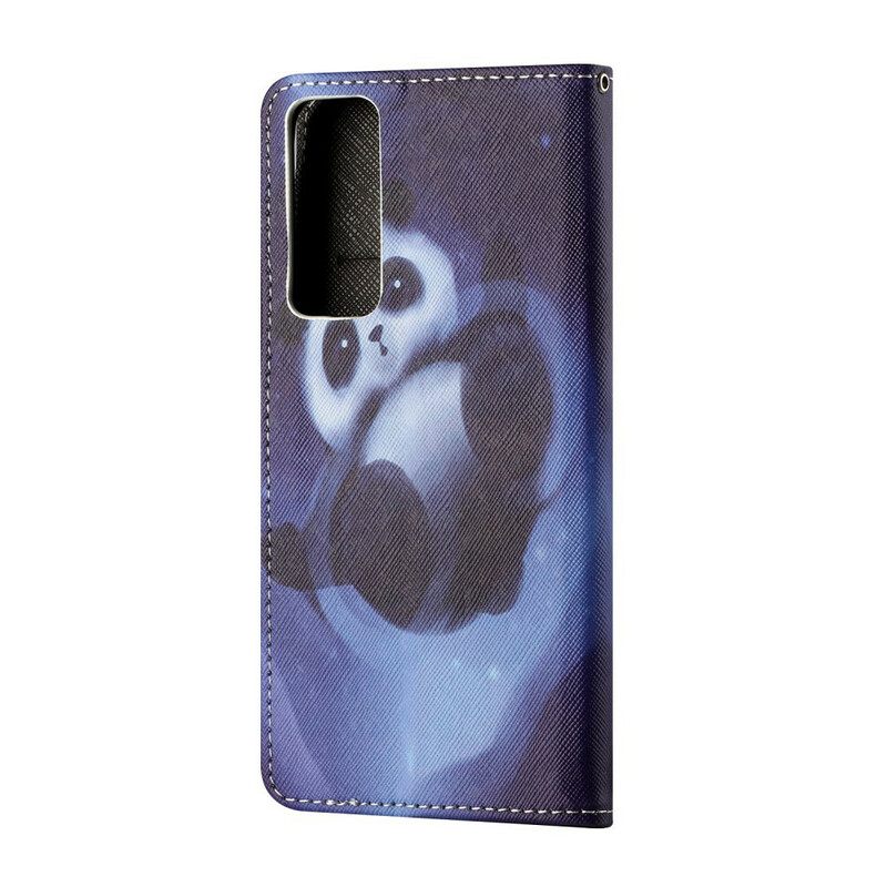 Nahkakotelo Huawei P Smart 2021 Suojaketju Kuori Panda Space Lanyard