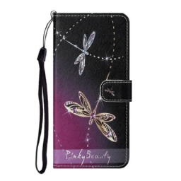 Nahkakotelo Huawei P Smart 2021 Suojaketju Kuori Strappy Dragonflies