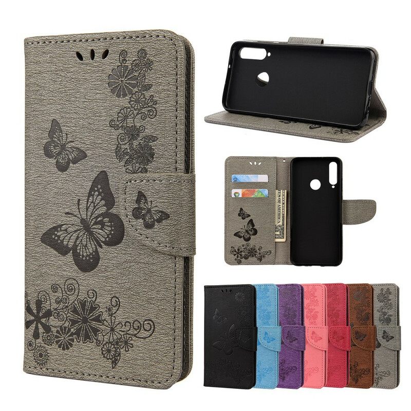 Flip Case Huawei Y6p Vain Perhosia Kaulanauhalla