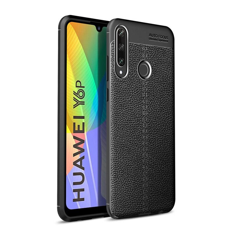 Kuori Huawei Y6p Double Line Litchi Leather Effect