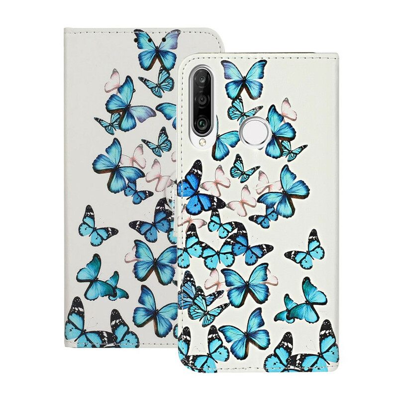 Puhelinkuoret Huawei Y6p Kotelot Flip Myriad Of Butterflies