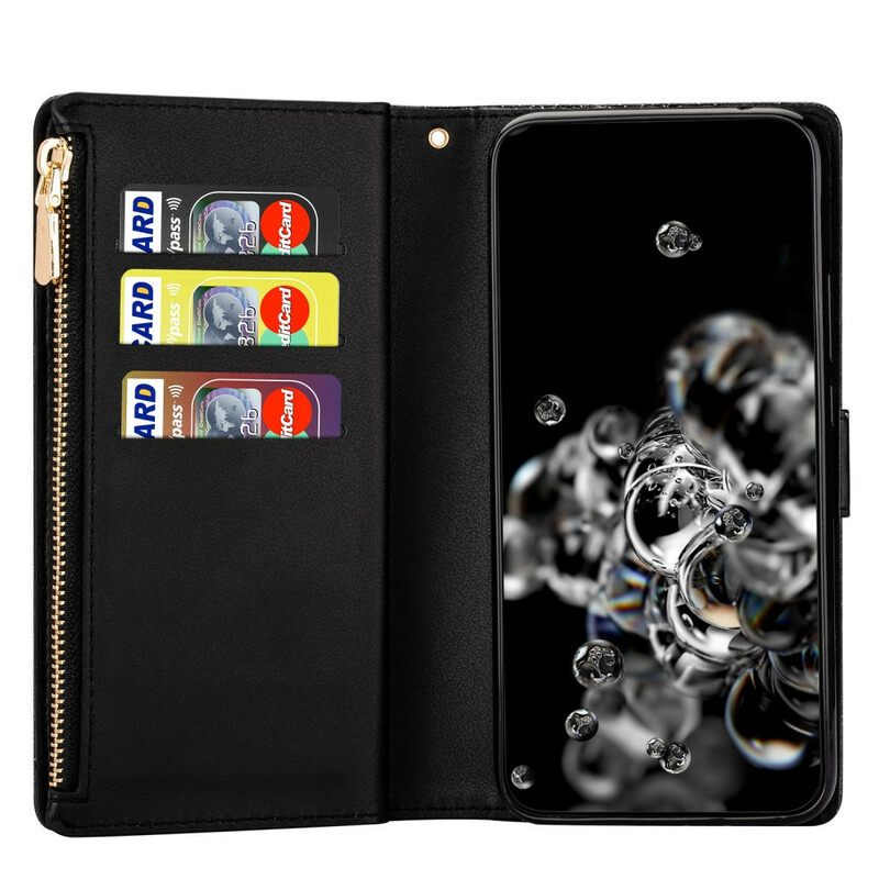 Flip Case Samsung Galaxy Note 20 Lompakkokuori Sequins Vetoketjullinen Lompakko