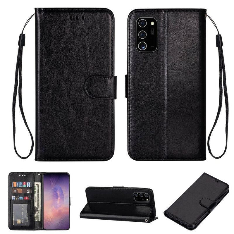 Flip Case Samsung Galaxy Note 20 Suojaketju Kuori Solid Color Series Strappy