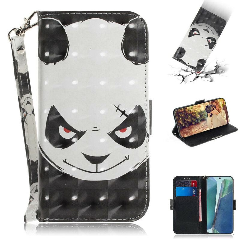 Kotelot Samsung Galaxy Note 20 Suojaketju Kuori Angry Panda Lanyardissa