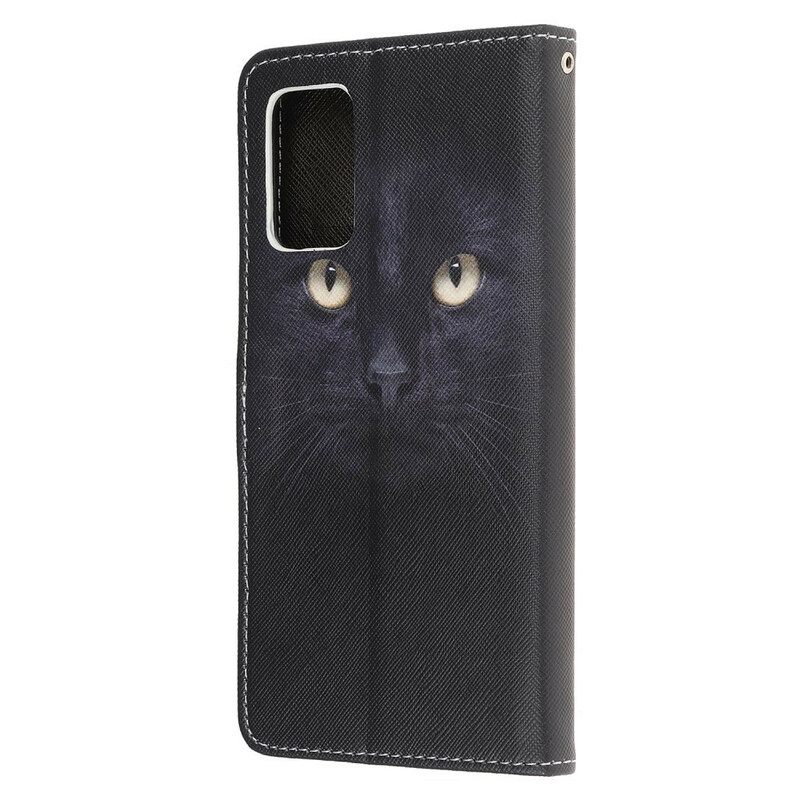 Kotelot Samsung Galaxy Note 20 Suojaketju Kuori Black Cat Eyes Hihnalla