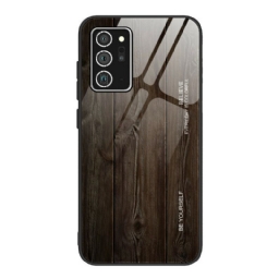 Kuori Samsung Galaxy Note 20 Tempered Glass Wood Design