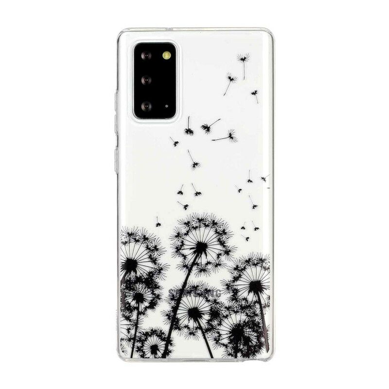 Kuori Samsung Galaxy Note 20 Transparent Black Dandelions