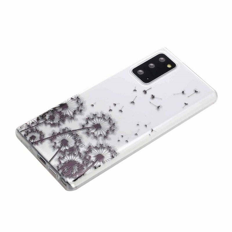 Kuori Samsung Galaxy Note 20 Transparent Black Dandelions