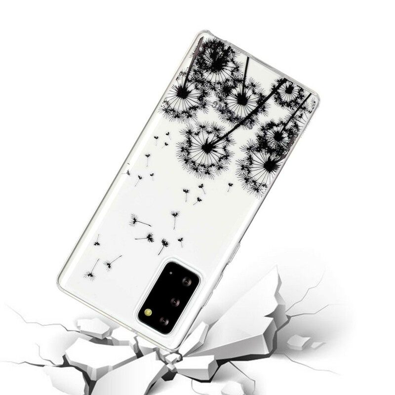 Kuori Samsung Galaxy Note 20 Transparent Black Dandelions