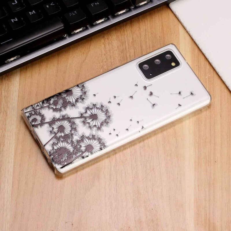 Kuori Samsung Galaxy Note 20 Transparent Black Dandelions