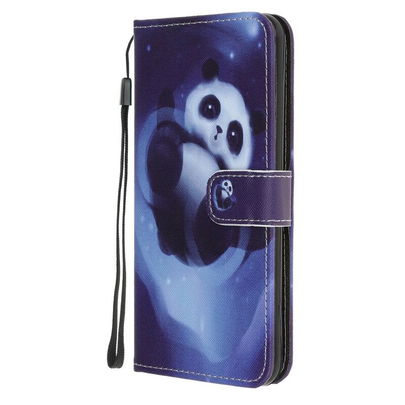 Nahkakotelo Samsung Galaxy Note 20 Suojaketju Kuori Panda Space Lanyard