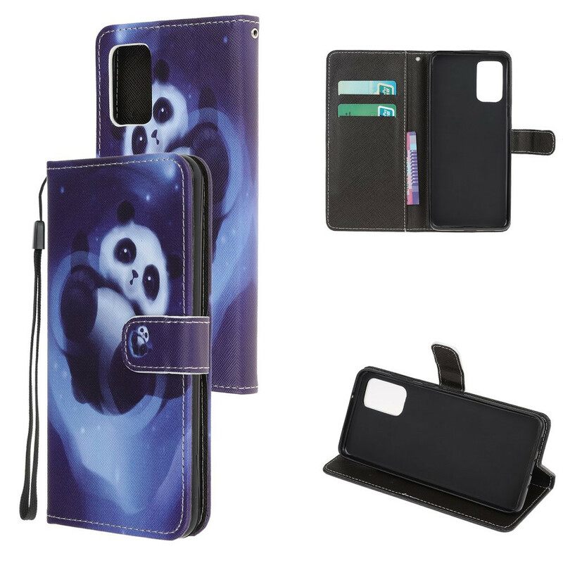 Nahkakotelo Samsung Galaxy Note 20 Suojaketju Kuori Panda Space Lanyard