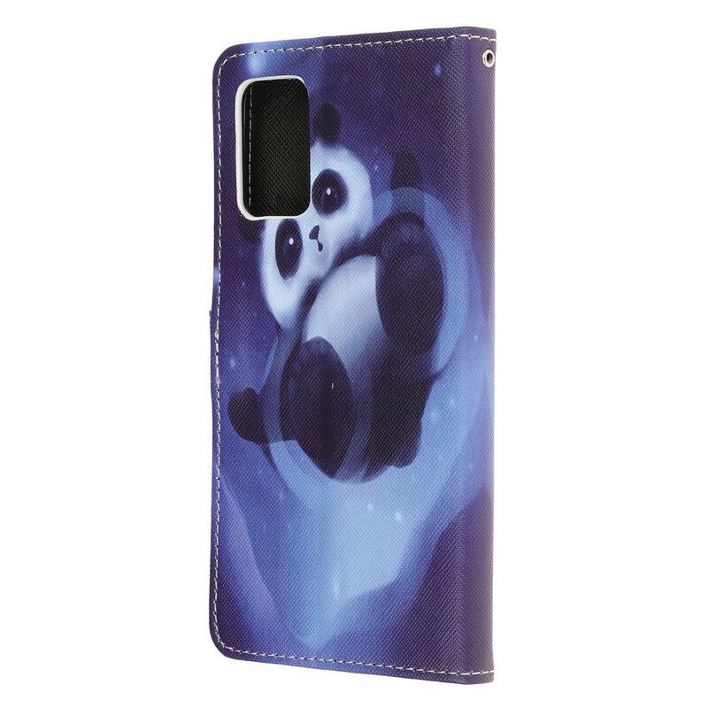 Nahkakotelo Samsung Galaxy Note 20 Suojaketju Kuori Panda Space Lanyard