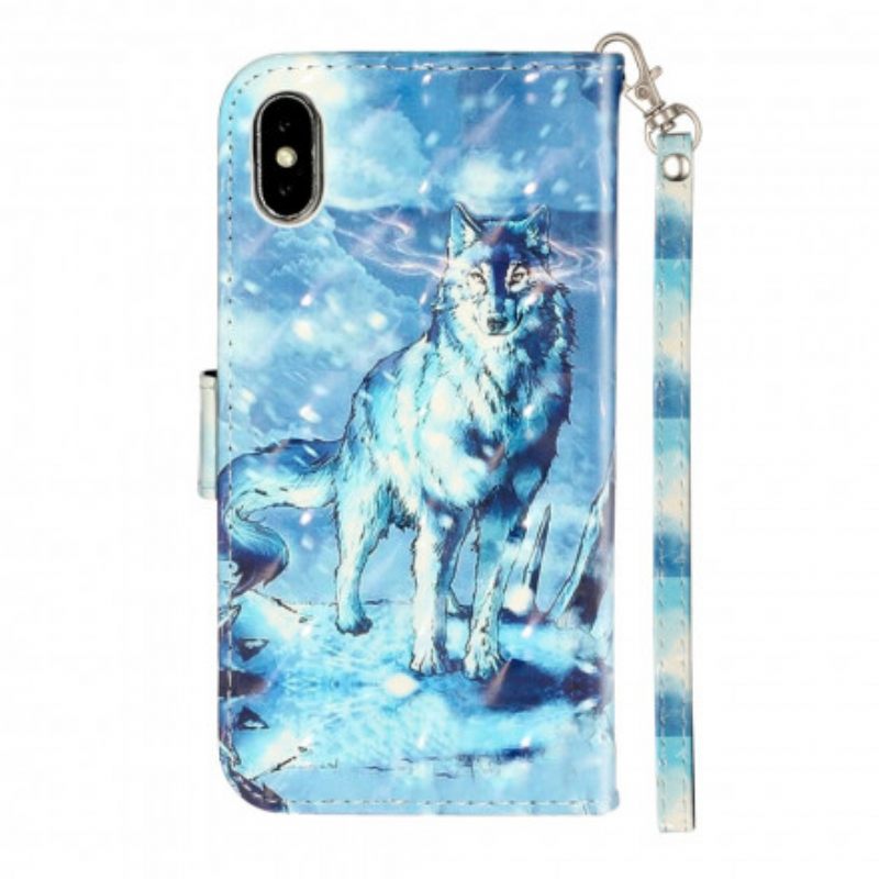 Flip Case iPhone X / XS Suojaketju Kuori Wolf Light Strap Kohdevalot