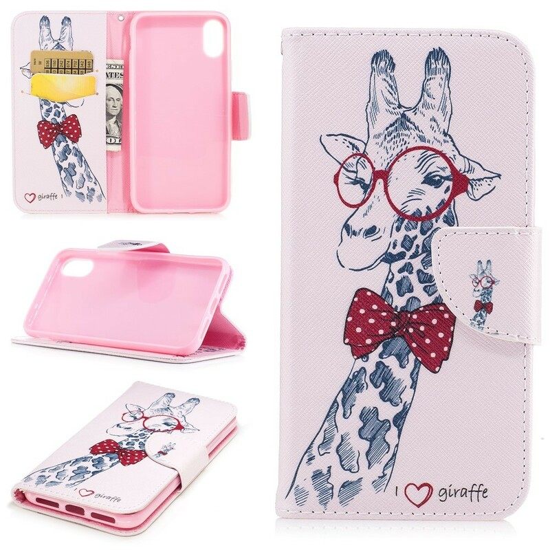 Kotelot iPhone X / XS Brainy Giraffe