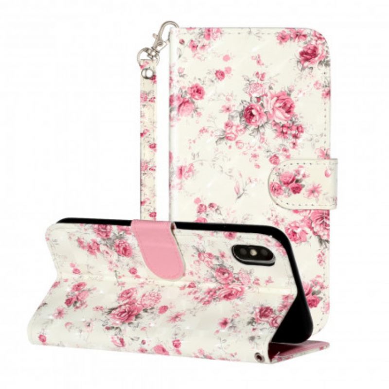 Kotelot iPhone X / XS Suojaketju Kuori Strap Light Spot Flowers