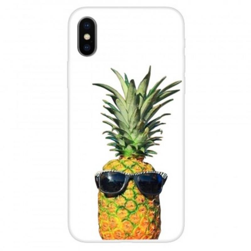 Kuori iPhone X / XS Läpinäkyvä Ananas Lasilla