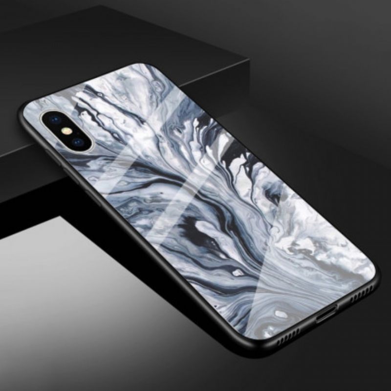 Kuori iPhone X / XS Marble Tempered Glass