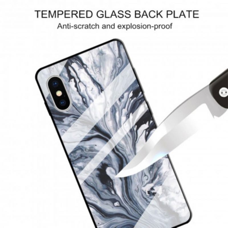 Kuori iPhone X / XS Marble Tempered Glass