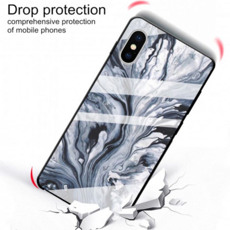 Kuori iPhone X / XS Marble Tempered Glass