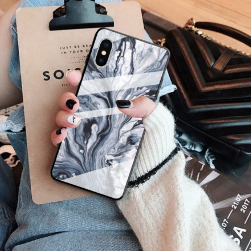 Kuori iPhone X / XS Marble Tempered Glass