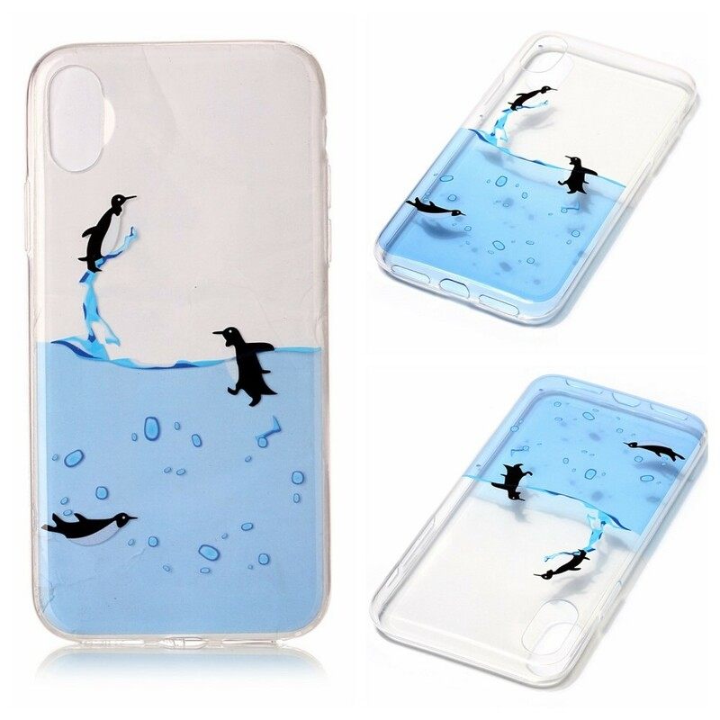 Kuori iPhone X / XS Transparent Penguin Game