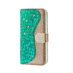 Nahkakotelo iPhone X / XS Croco Diamonds