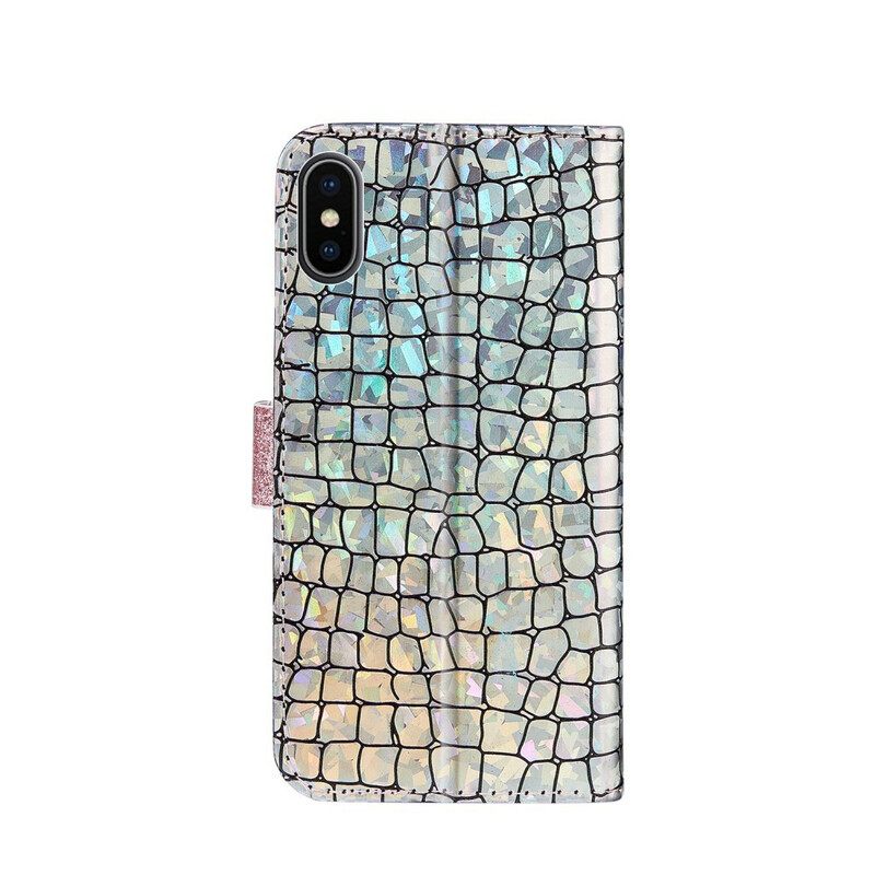 Nahkakotelo iPhone X / XS Croco Diamonds