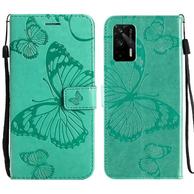 Flip Case Realme GT 5G Suojaketju Kuori Giant Thong Butterflies