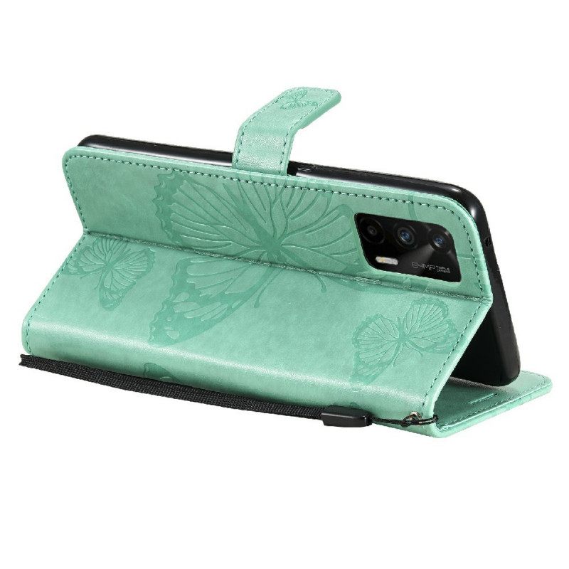 Flip Case Realme GT 5G Suojaketju Kuori Giant Thong Butterflies