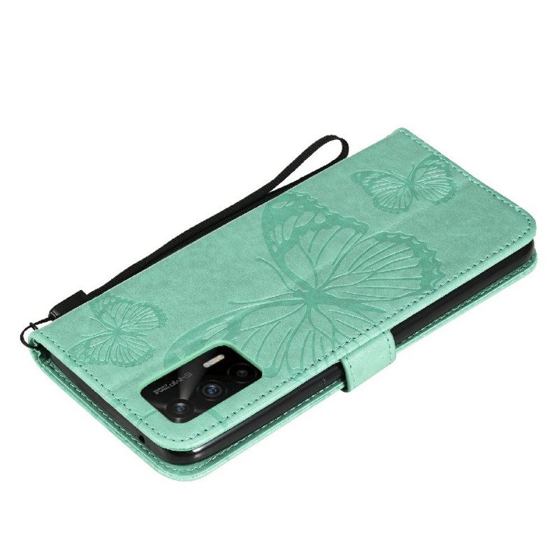 Flip Case Realme GT 5G Suojaketju Kuori Giant Thong Butterflies