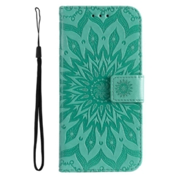 Flip Case Vivo Y22s Mandala-aurinko Kaulanauhalla