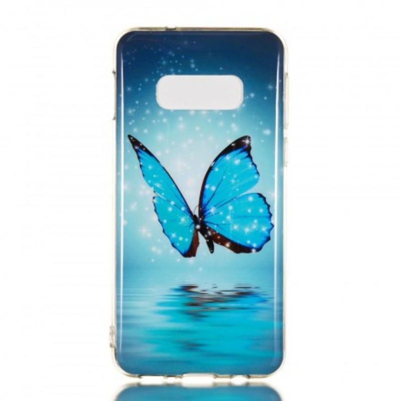 Case Samsung Galaxy S10e Fluoresoiva Sininen Perhonen