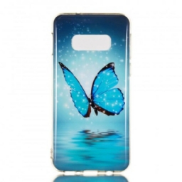 Case Samsung Galaxy S10e Fluoresoiva Sininen Perhonen