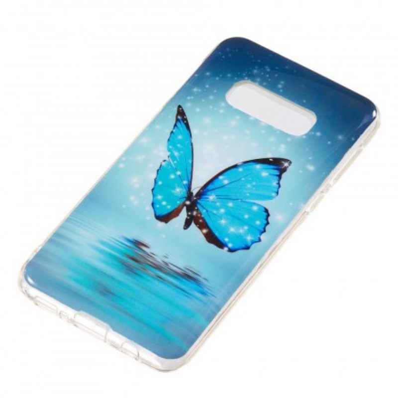 Case Samsung Galaxy S10e Fluoresoiva Sininen Perhonen