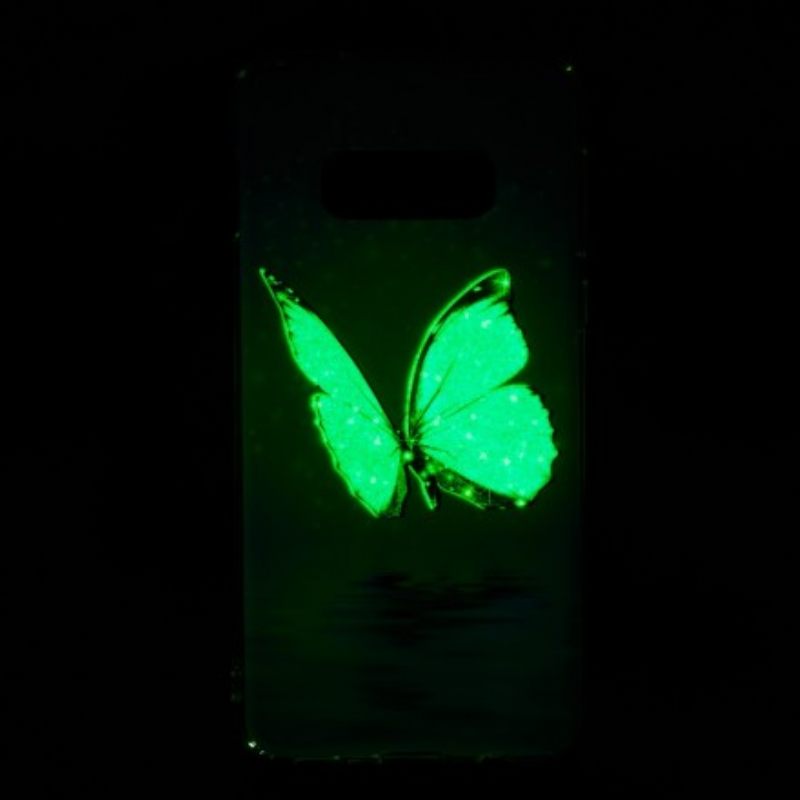 Case Samsung Galaxy S10e Fluoresoiva Sininen Perhonen