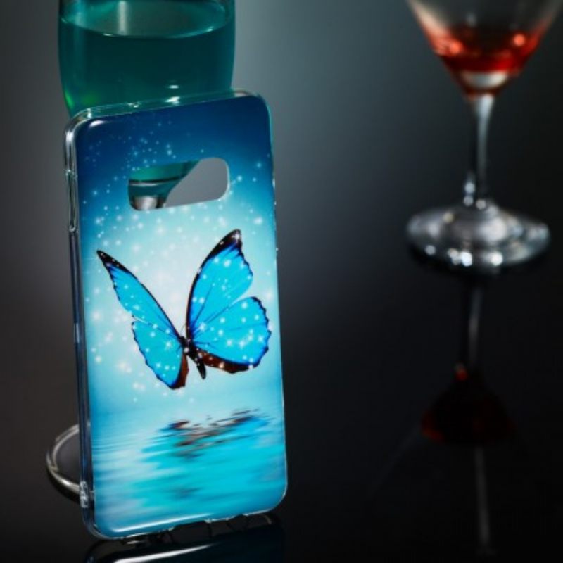 Case Samsung Galaxy S10e Fluoresoiva Sininen Perhonen