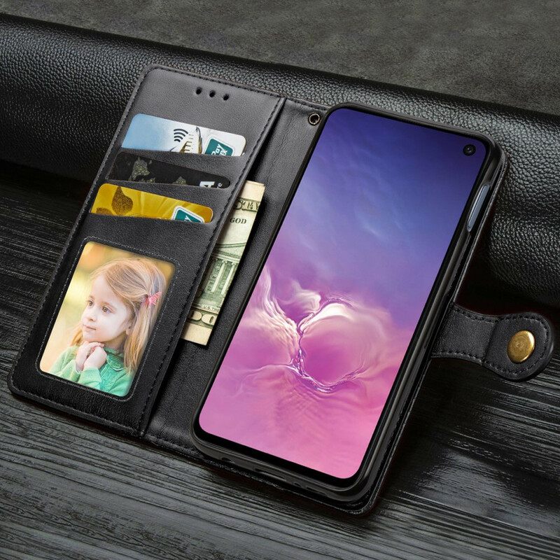 Flip Case Samsung Galaxy S10e Keinonahka Ja Vintage-lukko