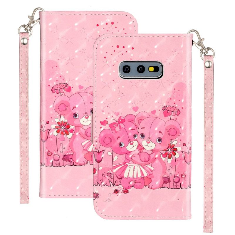 Kotelot Samsung Galaxy S10e Suojaketju Kuori Teddy Bear Light Spots Hihnalla