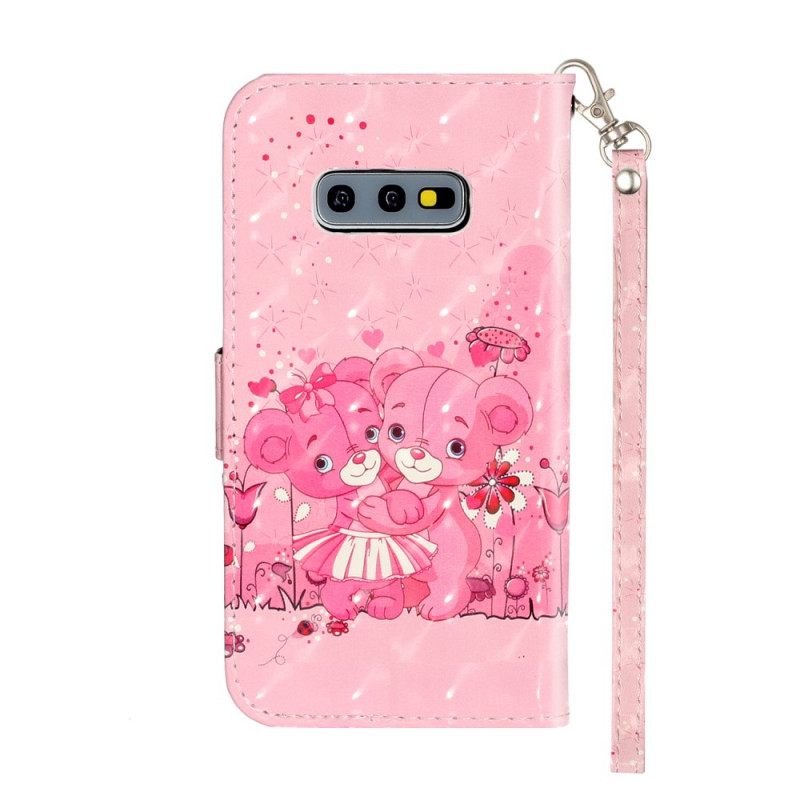 Kotelot Samsung Galaxy S10e Suojaketju Kuori Teddy Bear Light Spots Hihnalla