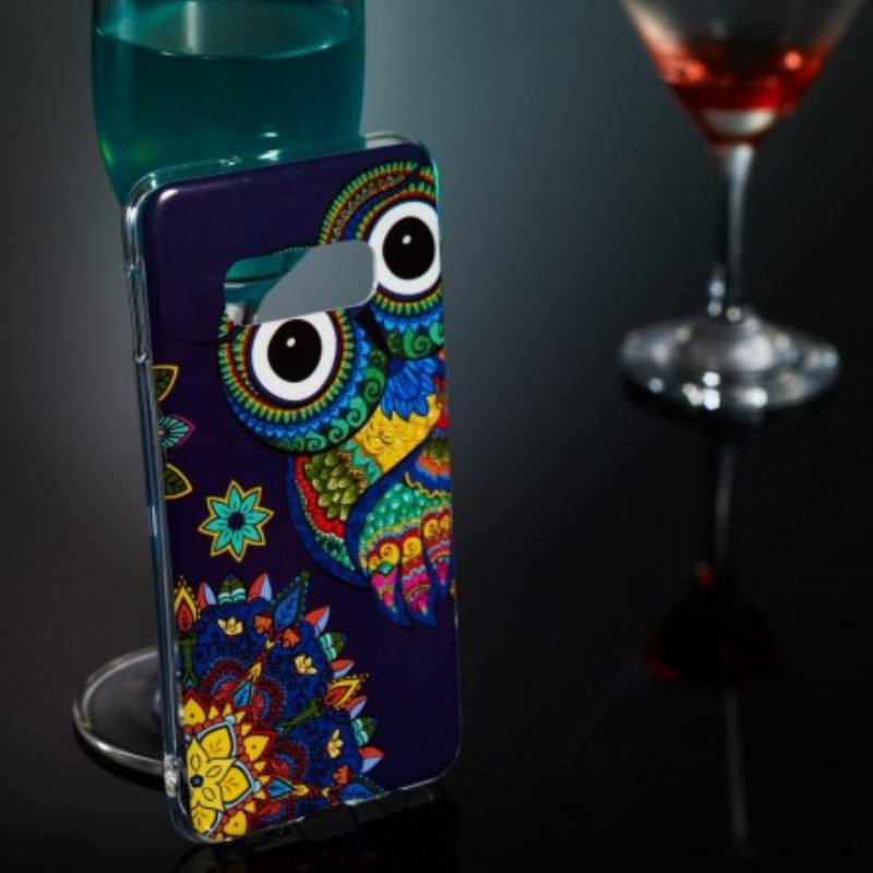 Kuori Samsung Galaxy S10e Owl Fluoresoiva Mandala