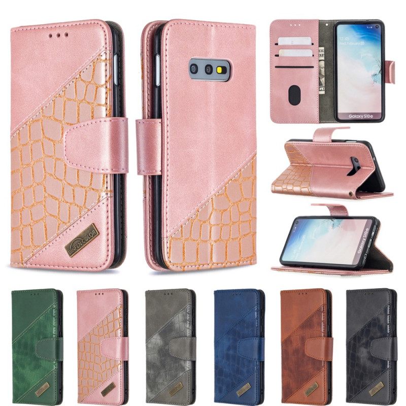 Nahkakotelo Samsung Galaxy S10e Classic Crocodile Skin Effect