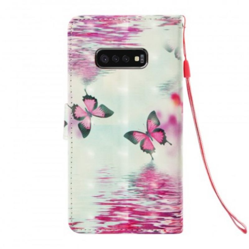 Nahkakotelo Samsung Galaxy S10e Red Butterflies