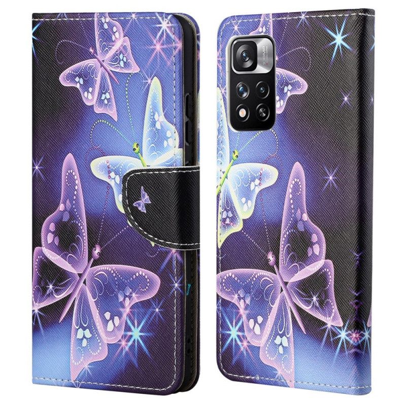 Flip Case Xiaomi Redmi Note 11 Pro 4G / 5G Neon Butterflies