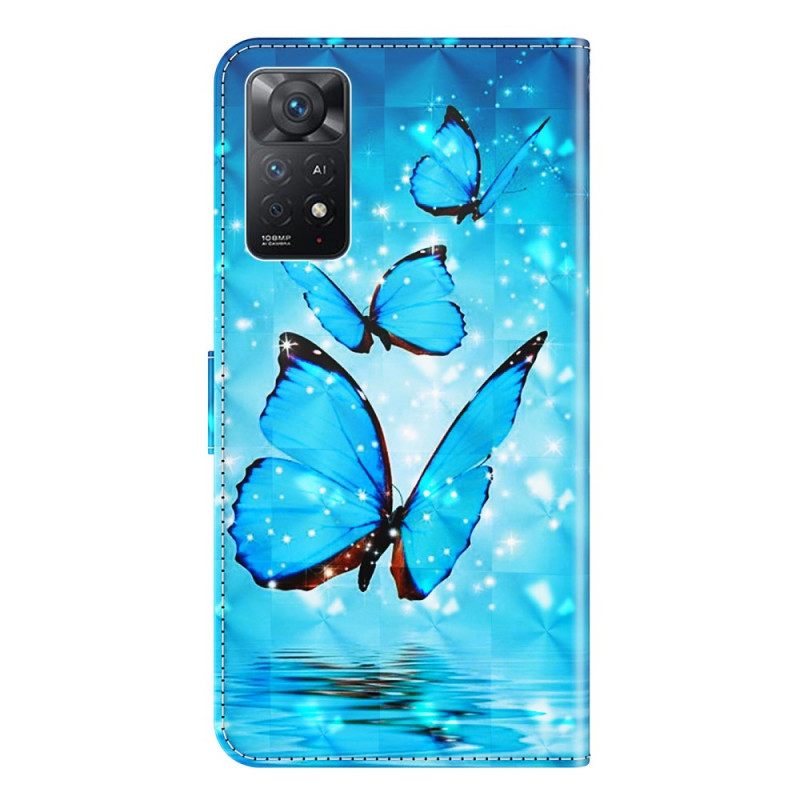 Kotelot Xiaomi Redmi Note 11 Pro 4G / 5G Flying Blue Butterflies