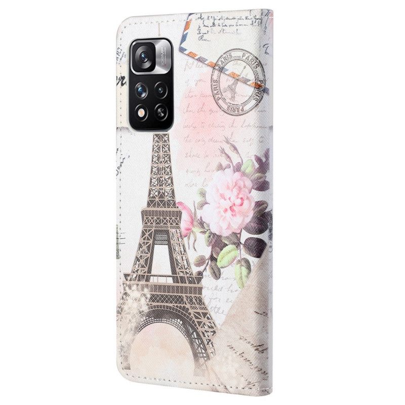 Kotelot Xiaomi Redmi Note 11 Pro 4G / 5G Retro Eiffel-torni